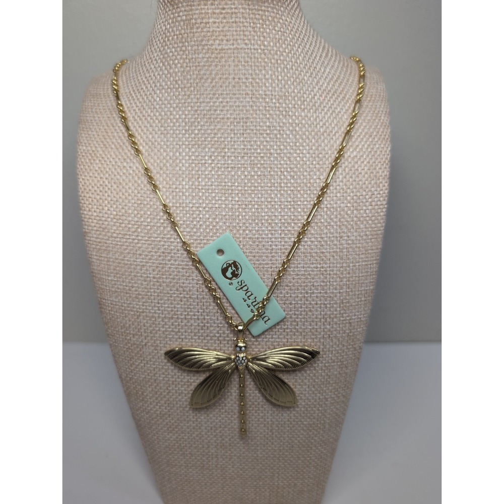 Spartina 449 Gold Tone Dragonfly Rhinestone Necklace